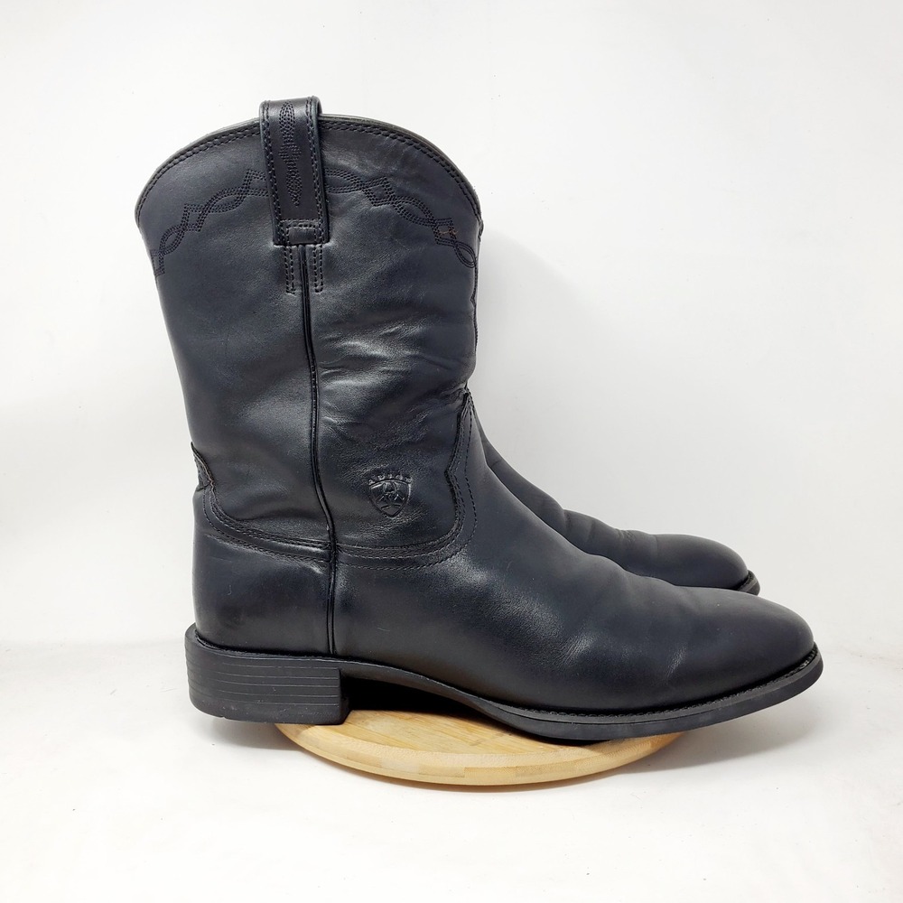 Ariat Heritage Roper Boots Mens 13 D Black Western Ranch Work Cowboy